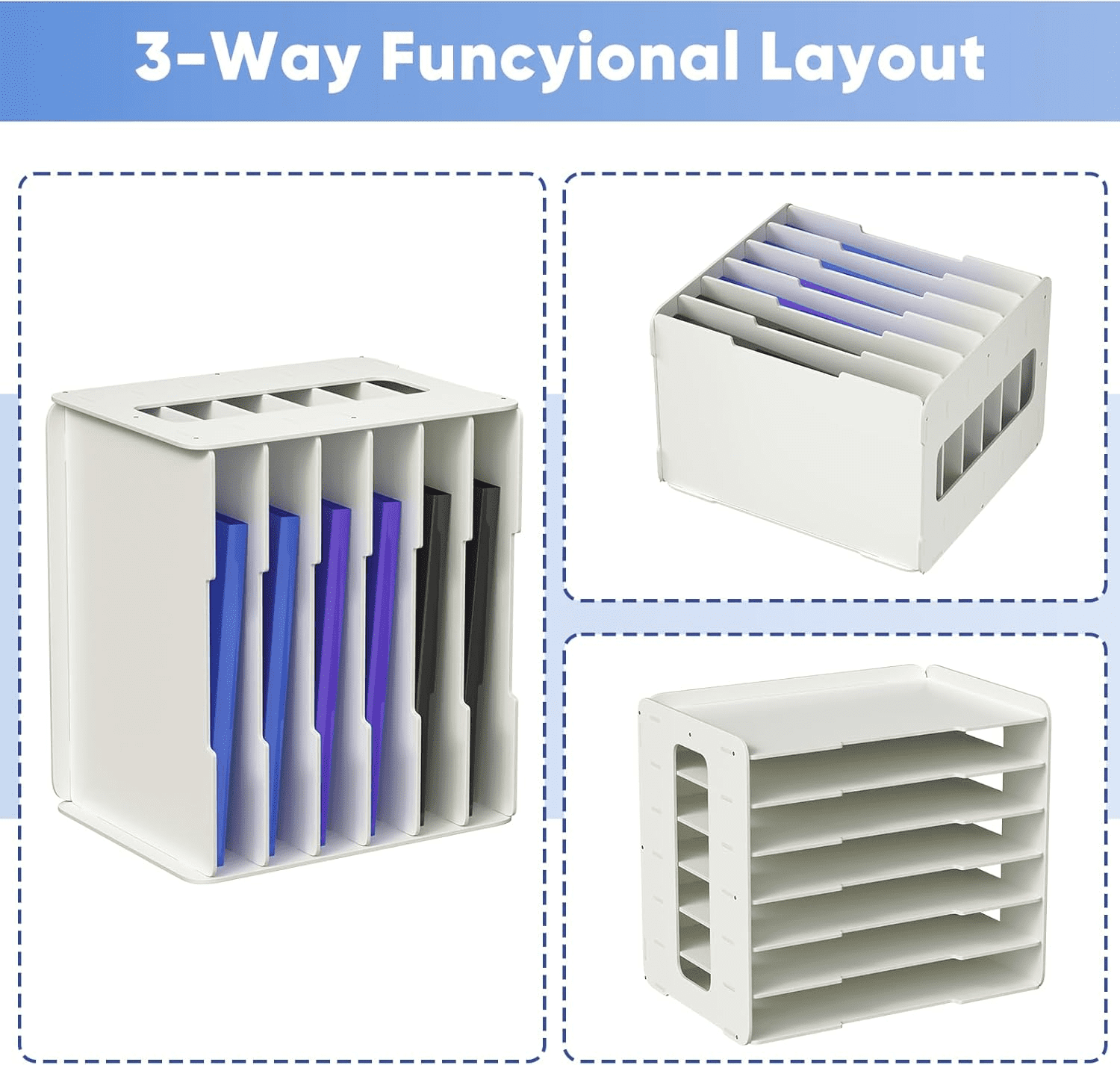 Gtouse 7-Tier Desk File Organizer, 11x17 Inches Large Size A3 Paper Organizer, Desk Organizer for Office Documents, Home