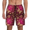 thumbnail image 2 of Picia Golden Snowflakes And And Butterflies pattern Mens Swim Trunks with Compression Liner Stretch Beach Shorts Quick Dry with Zipper Pockets No-Chafing Board Shorts-Large, 2 of 9