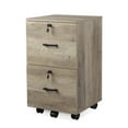 thumbnail image 6 of Ktaxon 2-Drawer Rolling Wood File Cabinet with Lock, Portable Vertical Mobile Wooden Storage Filing Cabinet for Home Office,Oak Gray, 6 of 11