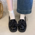 thumbnail image 5 of Miluxas Women's Leather Platform Loafers with Bow - Chunky Trendy Slip-On Dress Shoes for Work & Casual Wear Black 6(37), 5 of 9