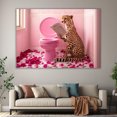 thumbnail image 6 of Mudket Framed Cheetah Reading Newspaper on Pink Toilet Canvas Wall Art, Funny Leopard Print Bathroom Wall Decor, Cute Animal Wall Art Ready to Hang - 12"L x 8"W, 6 of 10