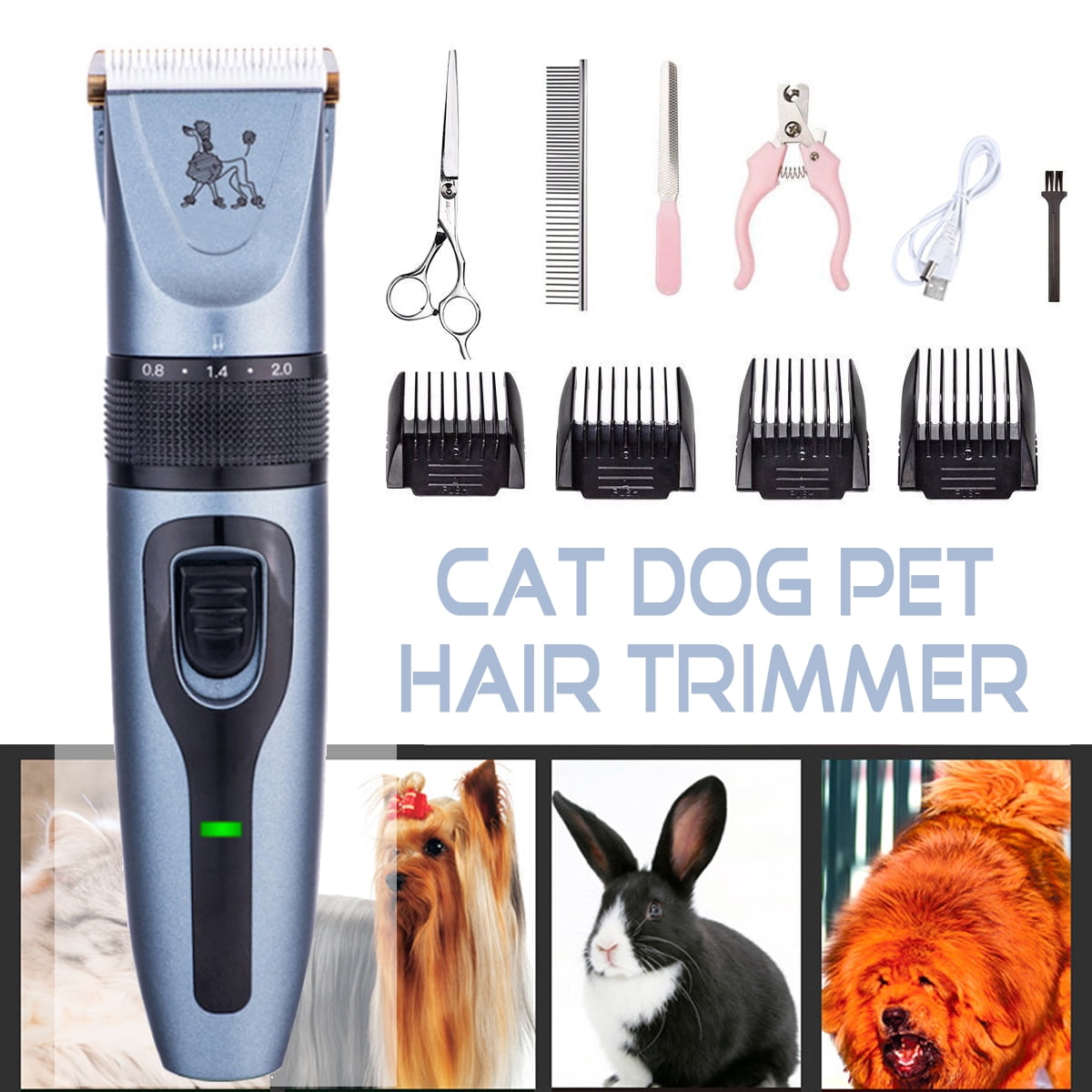 Pet Grooming Hair Clipper Rechargeable Low Noise Cordless Dog Cat Rabbit  Hair Trimmer Cutter Scissors Nail Kit - Walmart.com