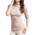 thumbnail image 3 of Turtleneck Mulberry Silk Thermal Shirts for Women Long Sleeve Tops Lightweight Base Layer Shirt, 3 of 6