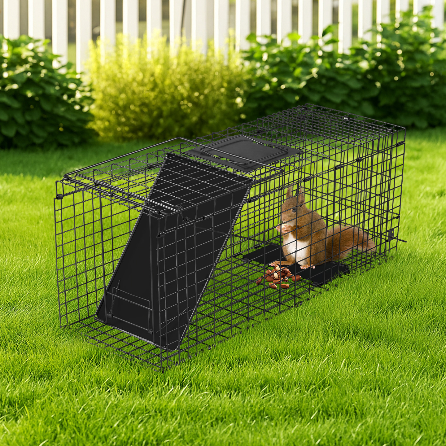 UBesGoo Heavy Duty Animal Trap, 32" Humane Cage with Secure Handle for Raccoons, Folding Metal Design, Black