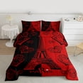 thumbnail image 3 of Manfei Romantic Eiffel Tower Bedding Comforter Set, Valentines Day Twin Comforter Sets, Black Red Love Heart Bedding Set, Lightweight Room Decor, 2-Piece, 3 of 9
