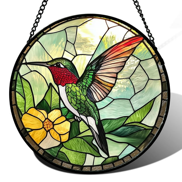 Colgante para vitral AMDERVEN, 30 cm, color verde, colibrí
