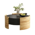 thumbnail image 4 of GZXS 31.5" Round Coffee Table with Flip Top & Hidden Compartment, Two-Tone Design, Modern MDF Storage Center Table for Living Room/Home Decor, Wood+Dark Brown, 4 of 9