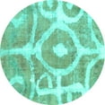thumbnail image 1 of Ahgly Company Machine Washable Indoor Round Abstract Turquoise Blue Modern Area Rugs, 6' Round, 1 of 4