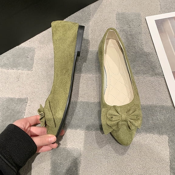 Women Fashionable And Casual Spring Candy Colored Work Shoes Solid Color Flower Multicolor Pointed Flat Bottomed Oversized Cloth Shoes Heels Pointed