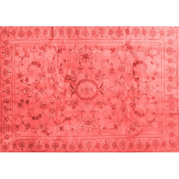 Ahgly Company Indoor Rectangle Abstract Red Contemporary Area Rugs, 6' x 9'
