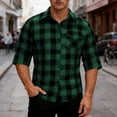 thumbnail image 2 of Lmueinov Mens Short Sleeve Button Down Shirts Plaid Business Casual 3/4 Length Sleeve Tops for Men Pocket Lightweight Summer Fall Daily Going Out Tops, 2 of 7