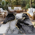 thumbnail image 2 of Black Grey Marble Outdoor Rug for Patio/Deck/Porch, Non-Slip Large Area Rug 3 x 5 Ft, Modern Gradient Abstract Aesthetic Indoor Outdoor Rugs Washable Area Rugs, Reversible Camping Rug Carpet Runner, 2 of 8