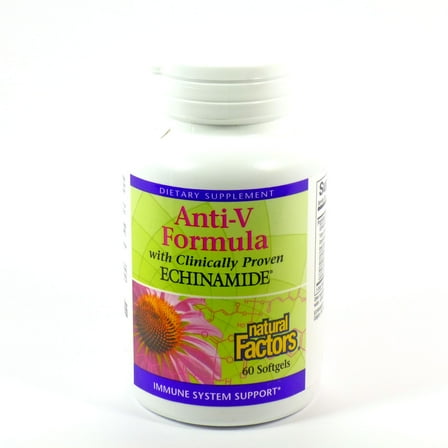 Natural Factors Anti-V Formula, Echinacea Supplement for Immune and Wellness Support, Organic, Non-GMO, 60 Softgels