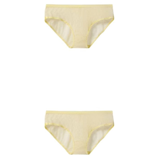 Jumpingount Calzoncillos elásticos para mujer, ropa interior y transpirable, cómodas bragas desechables, calzoncillos, ropa para embarazadas, Amarillo 2Conjunto