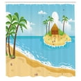 thumbnail image 2 of Ambesonne Palms Shower Curtain, Sandy Beach Tropical Island, 69"Wx70"L, Sky Blue and Pastel Brown, 2 of 4
