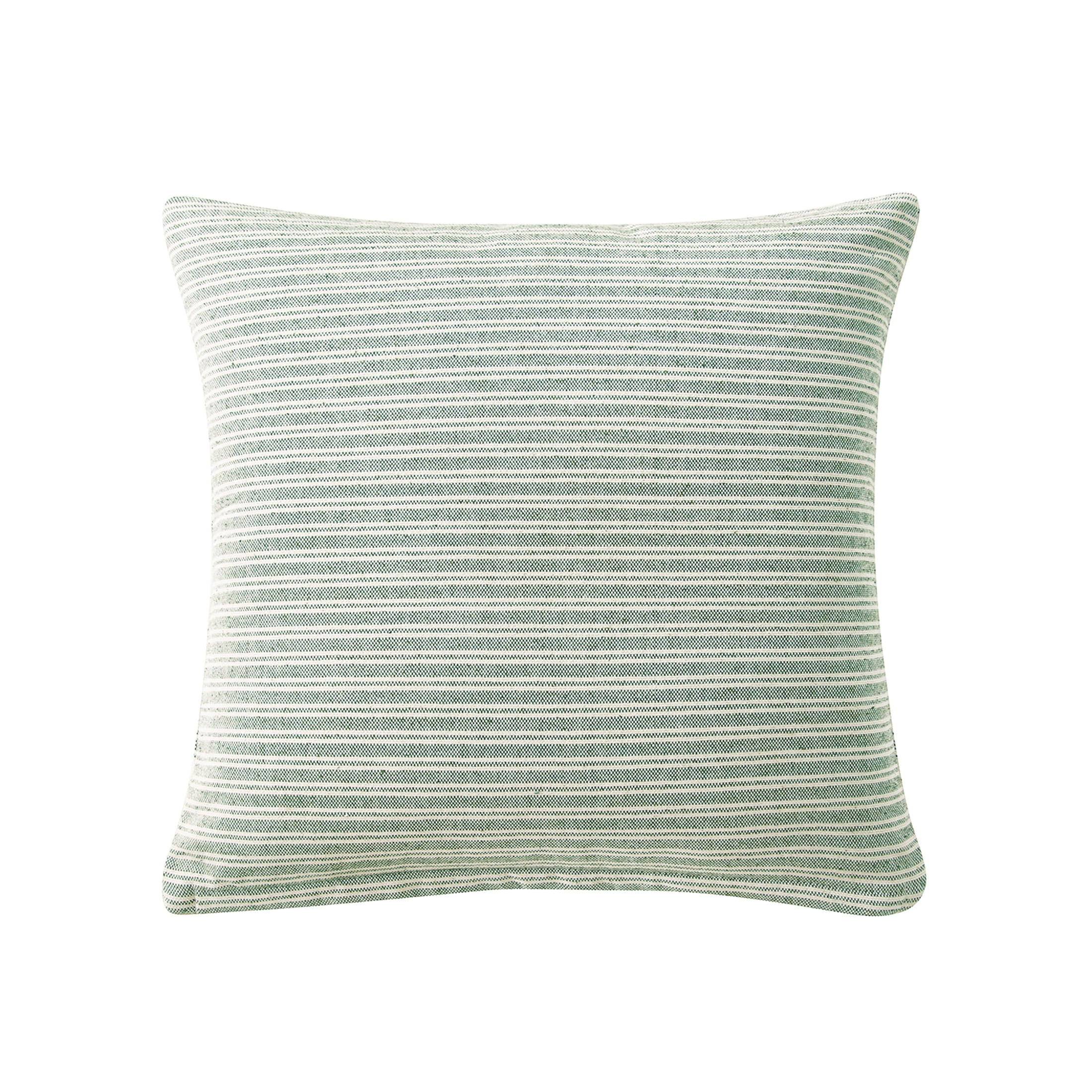 My Texas House Stafford Woven Reversible Plaid Stripe Decorative Pillow Cover, 20" x 20", Ivory/Green