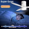 thumbnail image 3 of Sofucor 52 inch Wood Low Profile White Ceiling Fans with Lights and Remote, Modern Flush Mount Quiet Ceiling Fan for Bedroom, Reversible DC Moto, 3 of 9