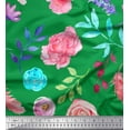 thumbnail image 1 of Soimoi Green Satin Silk Fabric Leaves & Floral Fabric Prints by Yard 42 Inch Wide, 1 of 1