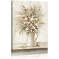 thumbnail image 2 of Cotton Bouquet Pictures Wall Decor Cotton Wall Art Canvas White Cotton Flowers Wall Art for Farmhouse Bedroom Decor Cotton Floral in Rustic Vase Painting Wood Texture Botanical Wall Decor 12x16, 2 of 6