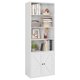 thumbnail image 1 of Estilo rural-style industrial grande estante - 6 niveles freestanding de madera estante de libros con doors y abiertos estantes, perfect para sala de estar, dormitorio, o oficina, blanca, 1 of 7