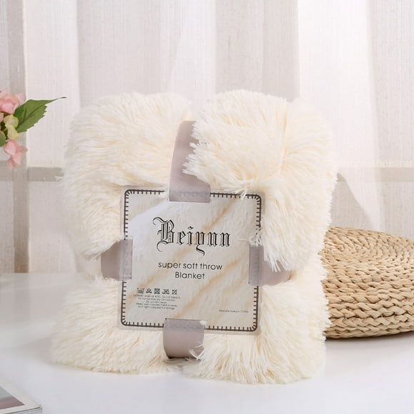 Soft Faux Fur Throw Blanket 80x120cm, Warm Double Layer Flannel Sofa Bed Nap Blanket for Adults
