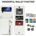 thumbnail image 3 of Phone Case for Samsung Galaxy Z Flip 3 5G 2021 Wallet Cover with Credit Card Holder Zipper Slot Crossbody Strap Lanyard Leather Stand Cell Accessories ZFlip3 Z3 Flip3 3Z Women Girls White, 3 of 7