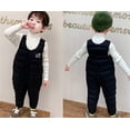 thumbnail image 6 of Wuxian Fall Outfits For Girls Thick Padded Snowsuit Sleeveless Solid Button Down Jumpsuit Wadded Suspender Ski Pants Overalls Trousers Warm Soft Sweat Set For Toddler,Black,3-4 Years, 6 of 7