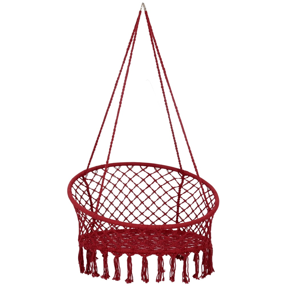 Lazy Daze Hammocks Handwoven Cotton Rope Hammock Chair Macrame Swing With Wall Ceiling Mount Set 300 Pounds Capacity 47 Width For Indoor Garden