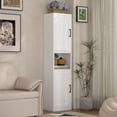 thumbnail image 4 of Marcree 67" Tall Bathroom Storage Cabinet, Metal Narrow Storage Cabinet with 2 Doors & 6 Shelves, Slim Skinny Cabinet for Linen, Pantry, Kitchen, Living Room & Home Office, White, 4 of 9