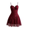 thumbnail image 3 of Huowey Vampire Gothic Dresses Women Halloween Floral Lace Fancy Cosplay Party Gown Spaghetti Strap Eye-Catching Halloween Dress,,L, 3 of 4
