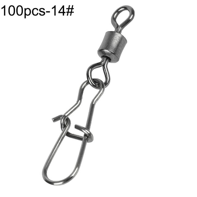 HEVIRGO 50/100 Pcs Connecteur de Pêche Pivotant Crochet en Acier Inoxydable Clip à Roulement Rapide