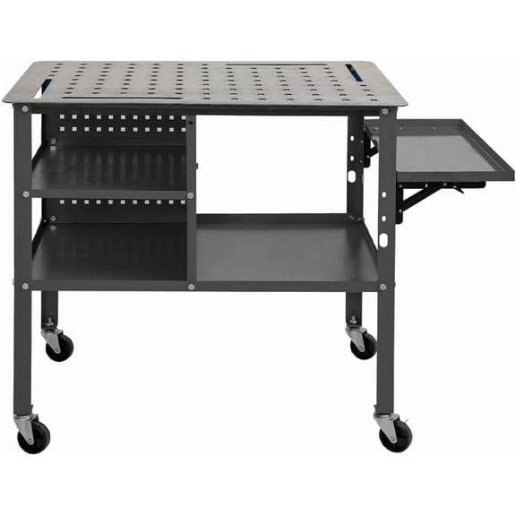 Yeeoy 36" X 24" Welding Table - 1200 lbs Load Capacity Workbench with Wheels, Mobile Steel Workstation, Universal Work Table for Sawing