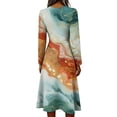 thumbnail image 4 of Women's Summer Maxi Dress V Neck Vintage Long Sleeve Work Casual Dress Elegant Formal Wrap Dress, 4 of 5