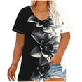 thumbnail image 3 of JURANMO Women's Loose Fit Oversized Tops Fashion Floral Graphic Tees Shirts Summer Loose Fit V Neck Tshirts 2025 Holiday Outfits Loungewear Black XL Vacation Sale, 3 of 6
