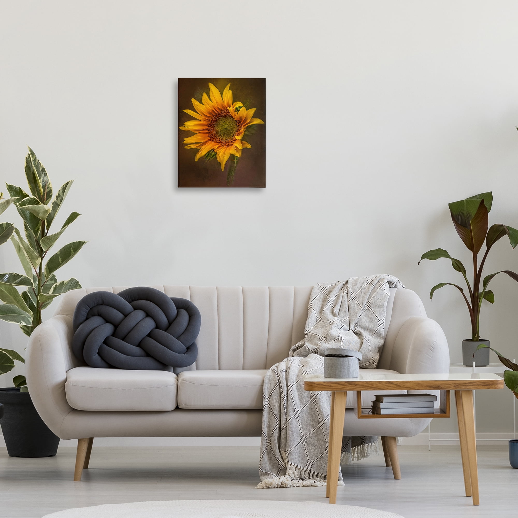 Stupell Industries Curling Petals Sunflower Plants & Flowers Painting Wrapped Canvas Art Print Wall Art, 16 x 20