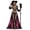 c-Hot Pink, variant on Halloween Dresses for Women Plus Size Gothic Print V Neck Long Sleeve A Line Maxi Dress Flowy Halloween Costume for Party