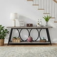 thumbnail image 4 of Extra Long Industrial Console Table 70.9 Inch - 2 Tier Storage Narrow Entryway Table, Grey Sofa Table Behind Couch for Living Room Hallway Foyer, 4 of 7