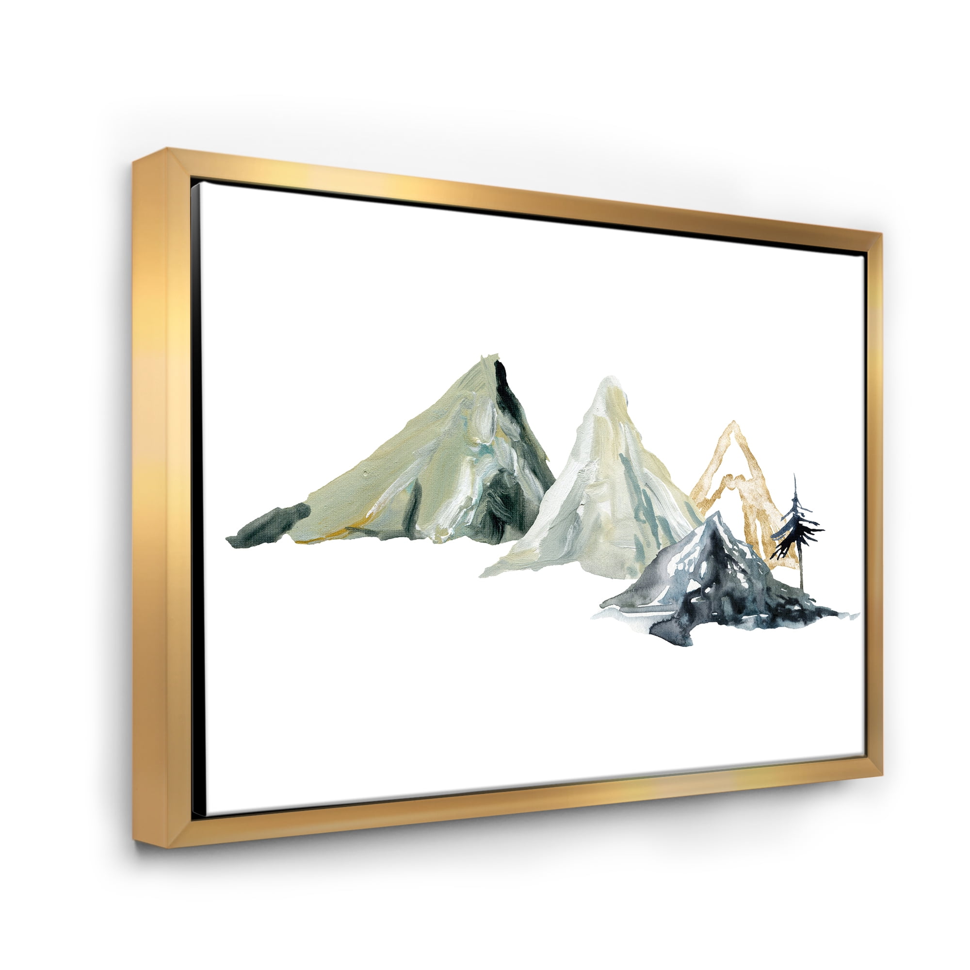 Designart 'Dark Blue Mountain Landscape Winter Minimalistic I' Modern Framed Canvas Wall Art Print