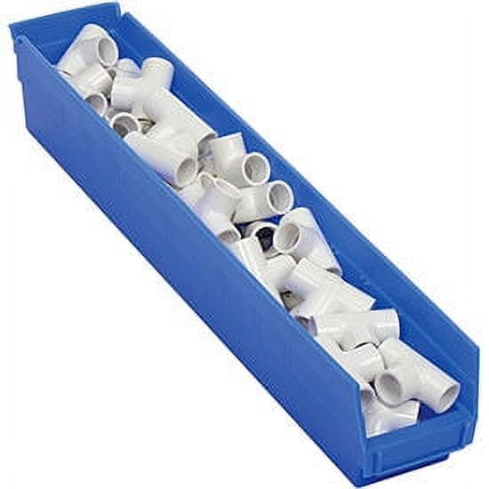 Plastic Shelf Bin Nestable 4-1/8"W x 23-5/8" D x 4"H Blue, Lot of 12