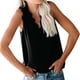 thumbnail image 3 of Camiseta de mujer Encaje Cuello en V Sin mangas Blusa informal Top de verano, Negro, M tholdsy AP001334-12, 3 of 7