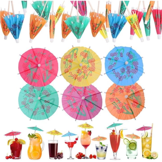 144 unidsde/paquete paraguas de papel para cóctel,Mini paraguas de papel para decoración de bodas suministros para fiesta de cumpleaños, palitos para pastel de fruta y bebida