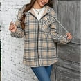 thumbnail image 4 of Coorders Women's Flannel Plaid Heavyweight Jacket Coat With Pockets, Womens Outwear Winter Hooded Coats ,Women's Plus Khaki,Size M, 4 of 6