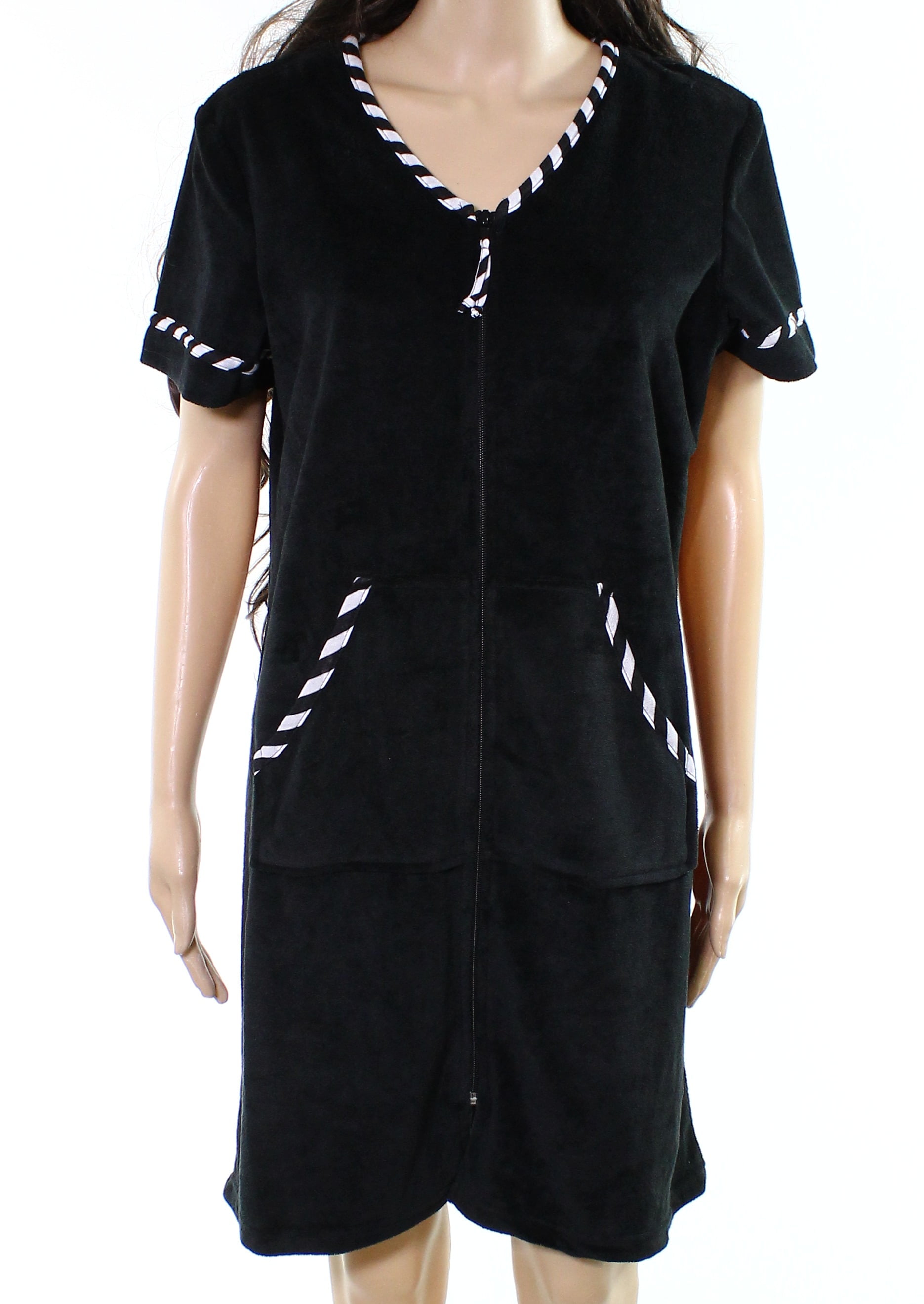Jasmine Rose Jasmine Rose NEW Black Womens Size Large L Striped Robes