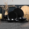 thumbnail image 5 of Vesteel Dinnerware Set for 4, 12 Pieces Premium Stoneware Plates and Bowls Set for Home, Chip & Scratch Resistant, Microwave and Dishwasher Safe - Matte Black, 5 of 10