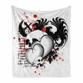 thumbnail image 1 of Tattoo Soft Flannel Fleece Throw Blanket, Conjoined Hearts with Skull Eagle Wings of the Brave Love Print, Cozy Plush for Indoor and Outdoor Use, 60" x 80", Black White and Red, by Ambesonne, 1 of 6