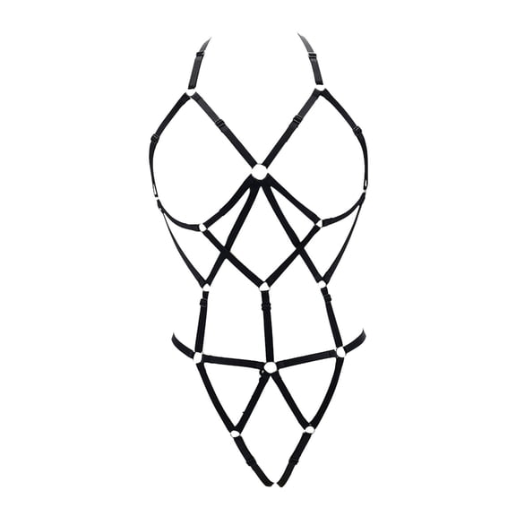 Lingerie for Women Solid Color Beauty Wrapped Chest Underwear Sparkle Fishnet Deep V Neck Bodysuit