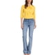 thumbnail image 2 of Blusa de cuello con lazo y puños elásticos impresos Inspire Chic para mujer M Amarillo, 2 of 5