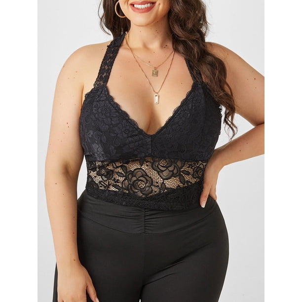Sujetador Top con Encaje de Talla Grande Rosegal Sujetadores de talla grande