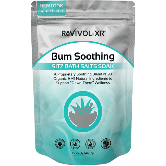 Sitz Bath Salts for Hemorrhoid Soak, 20 Organic & Natural Soothing Ingredients. USA Made by Revivol-XR.