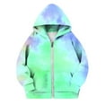thumbnail image 2 of AHTJRT Girl's Jacket Gradient Color Long Sleeve Outerwear with Pockets Full Zip Hooded Coats Fall Winter Thermal Windproof Coats Green 5-6 Years, 2 of 5
